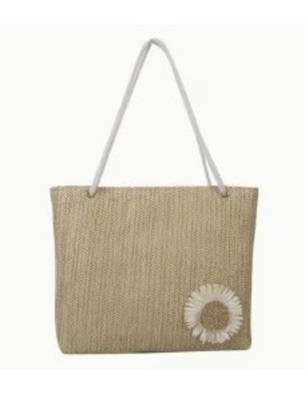 Straw Daisy Tote Bag in Natural